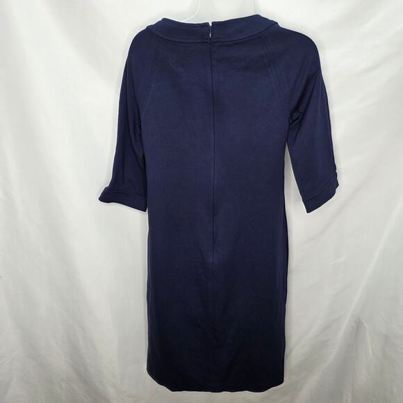 Talbots Navy Blue Elbow length Sleeve Round Neck Women's Sheath Dress Size 4 - Picture 2 of 12